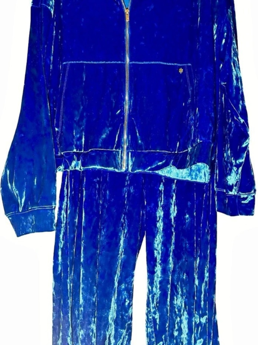 Fabletics. Blue Velour Hooded Two-Piece Set. With Pockets. 2 PieceSet. Like New.